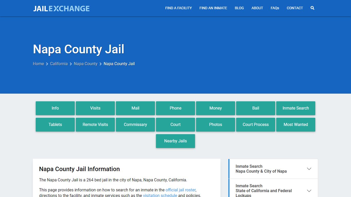Napa County Jail, CA Inmate Search, Information